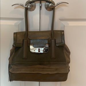 DVF hunter-green handbag. Bought at Neiman Marcus.